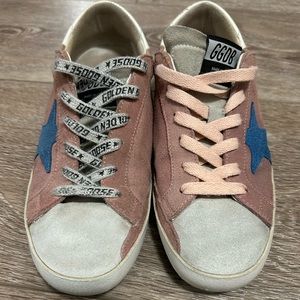 Golden Goose pink suede women’s Superstar Sneakers, size 38/8,